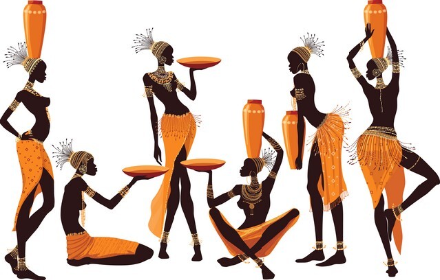 African women isolated over white background